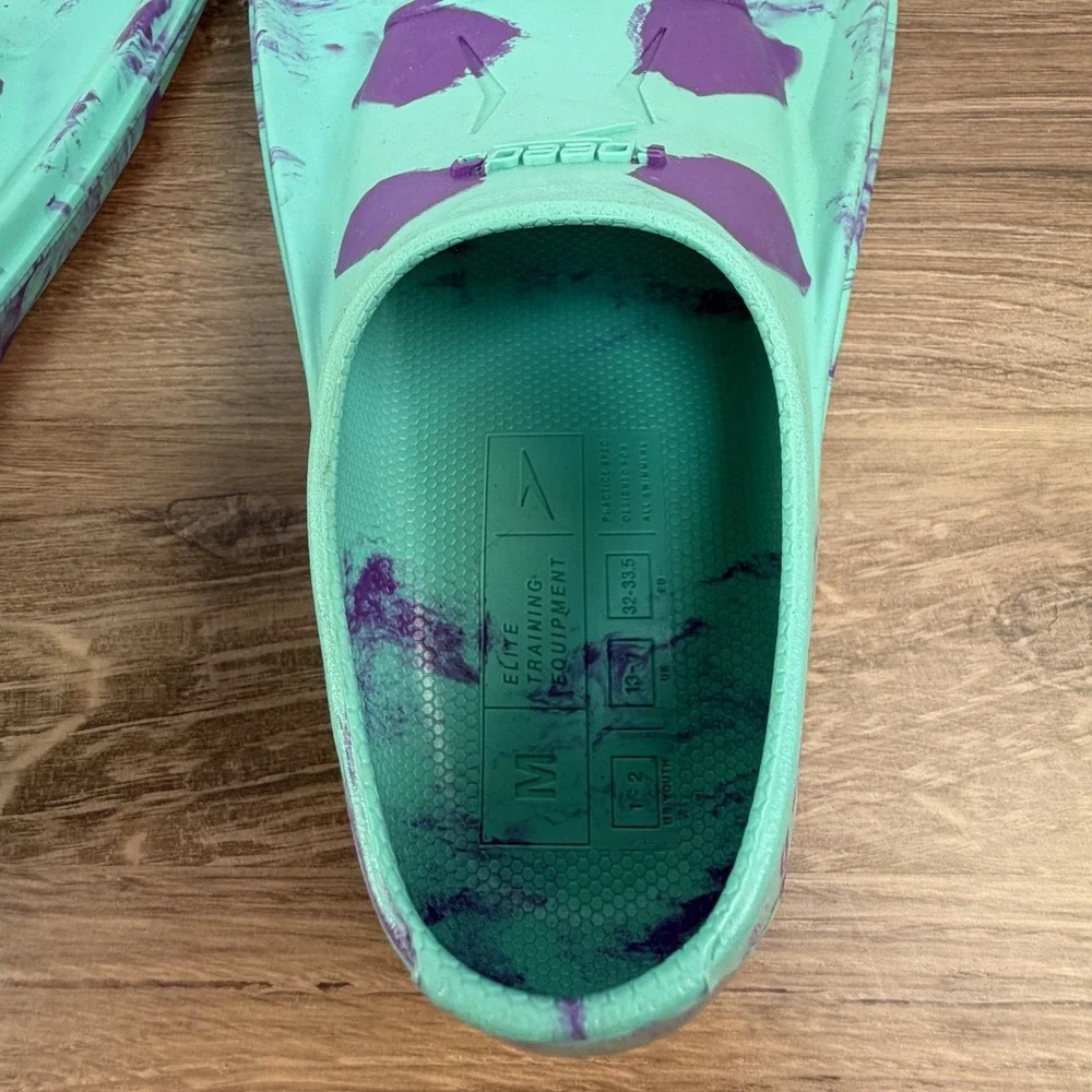 Speedo Kids Youth Swim Fins Size 1-2 Medium Training Flippers Teal Purple